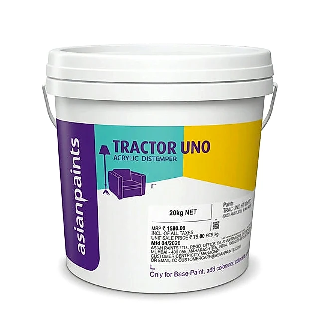 Acrylic Distemper Paint, White, 20 kg
